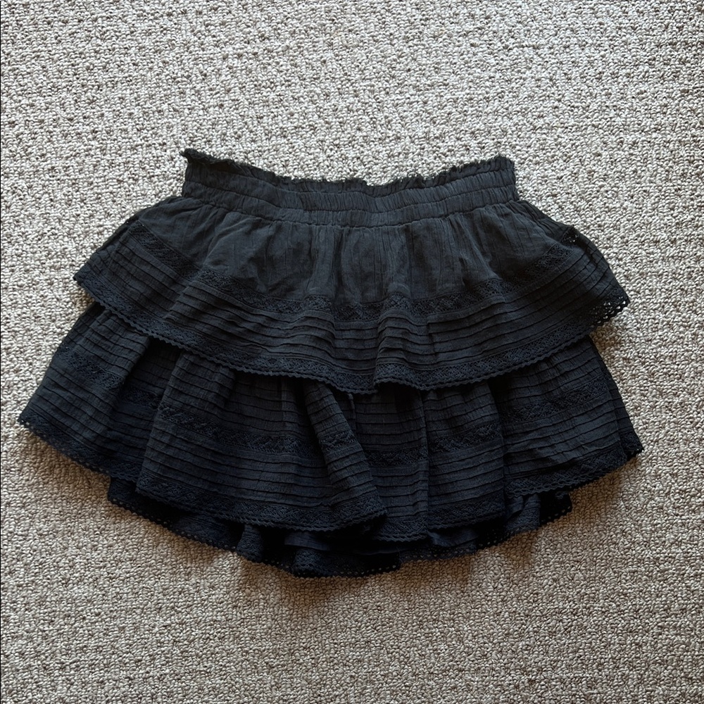 NWOT Aerie Black Tiered Ruffle Mini Skirt
